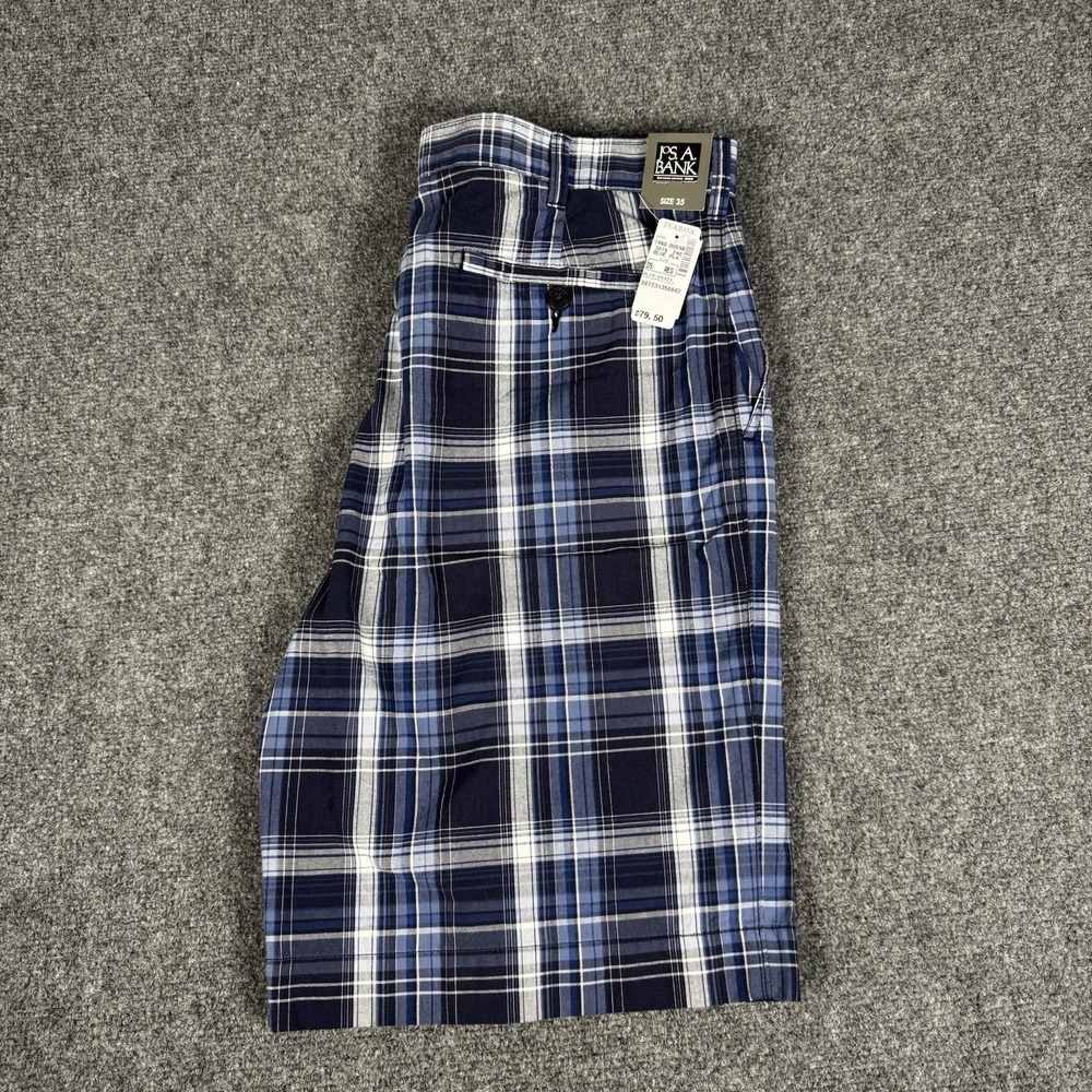 Jos A Bank Executive Collection‎ Blue Plaid Shorts Men's Size 35